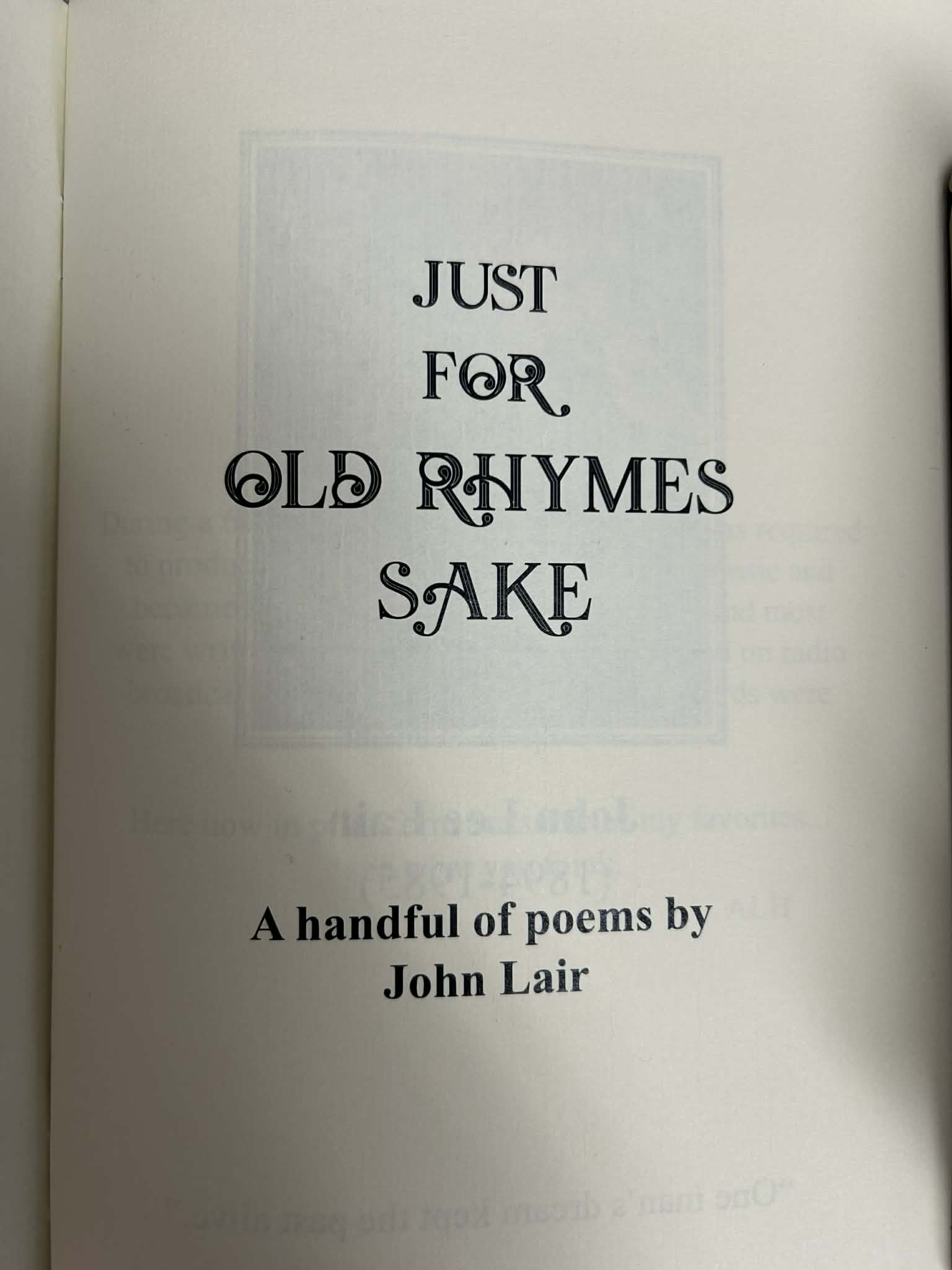 Just for old rhymes sake 