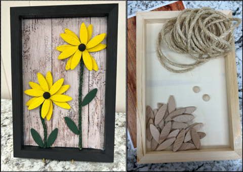 Wood Sunflower Picture