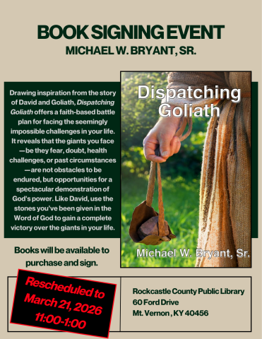 Book Signing rescheduled to March